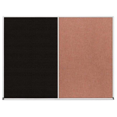 United Visual Products Triple Door Radius Corkboard, 72"x36", Bla, UV7005RC-BLACK-MEDGRY UV7005RC-BLACK-MEDGRY
